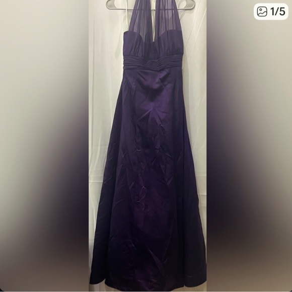 BRAND NEW DAVID’S BRIDAL Chic Backless Purple Evening Dress Style# 81441 LAPIS - Picture 1 of 5